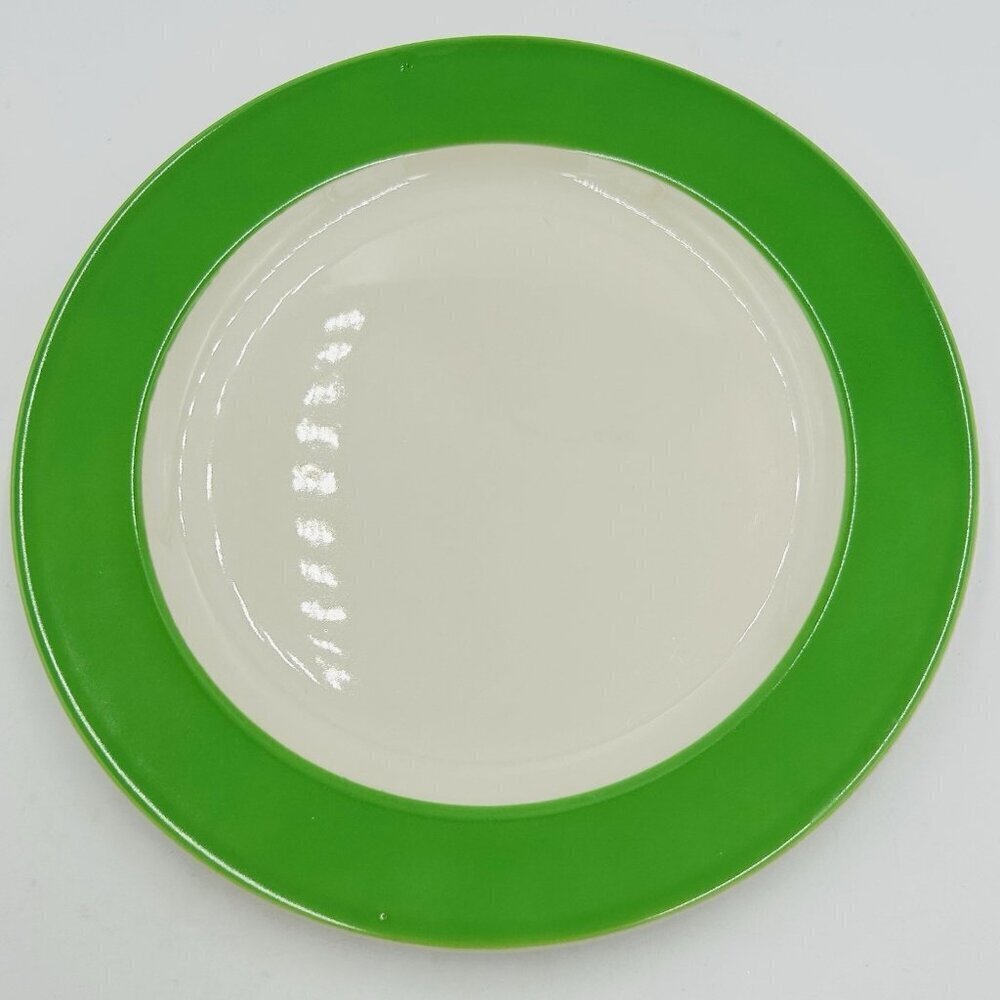 Vintage Homer Laughlin Ivory Green Rimmed 12" Chop Plate USA MINT